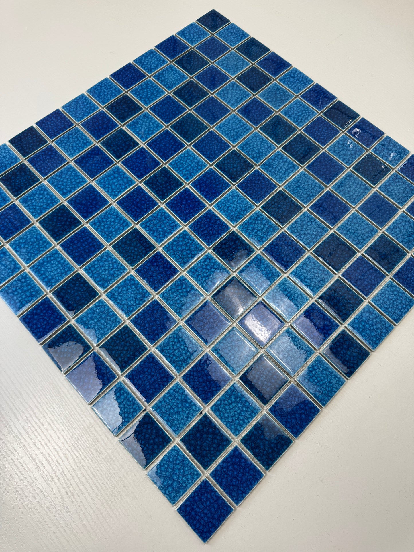 Oceanic Opal Series French Blue & Klein Blue & Navy Blue Mixed Double Crackle Porcelain Mosaic