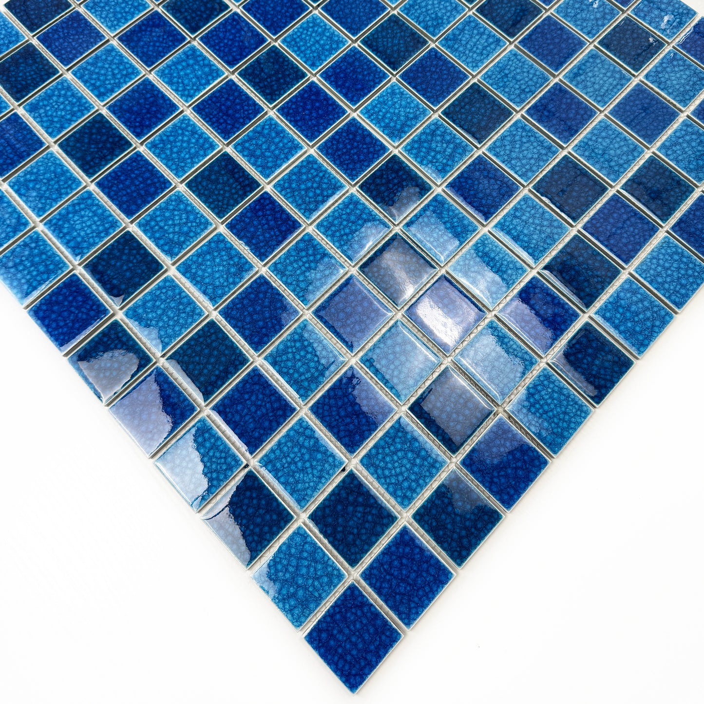 Oceanic Opal Series French Blue & Klein Blue & Navy Blue Mixed Double Crackle Porcelain Mosaic