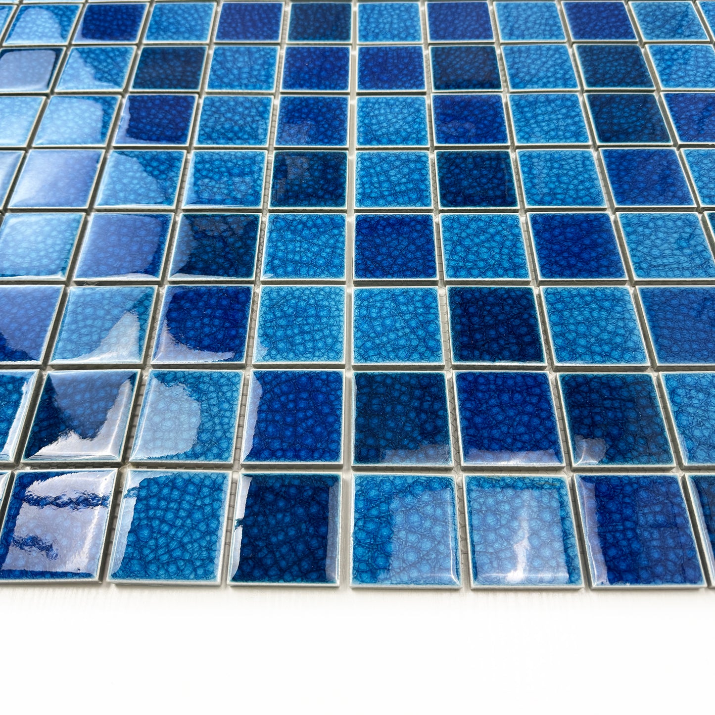 Oceanic Opal Series French Blue & Klein Blue & Navy Blue Mixed Double Crackle Porcelain Mosaic