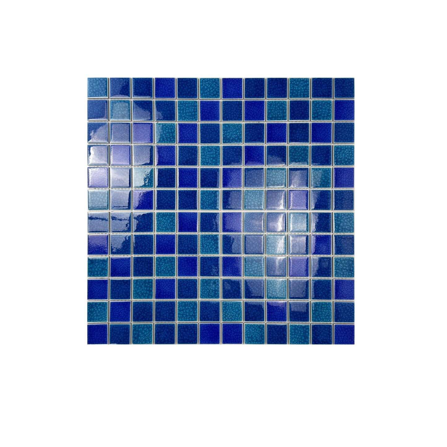 Oceanic Opal Series French Blue & Klein Blue Mixed Double Crackle Porcelain Mosaic