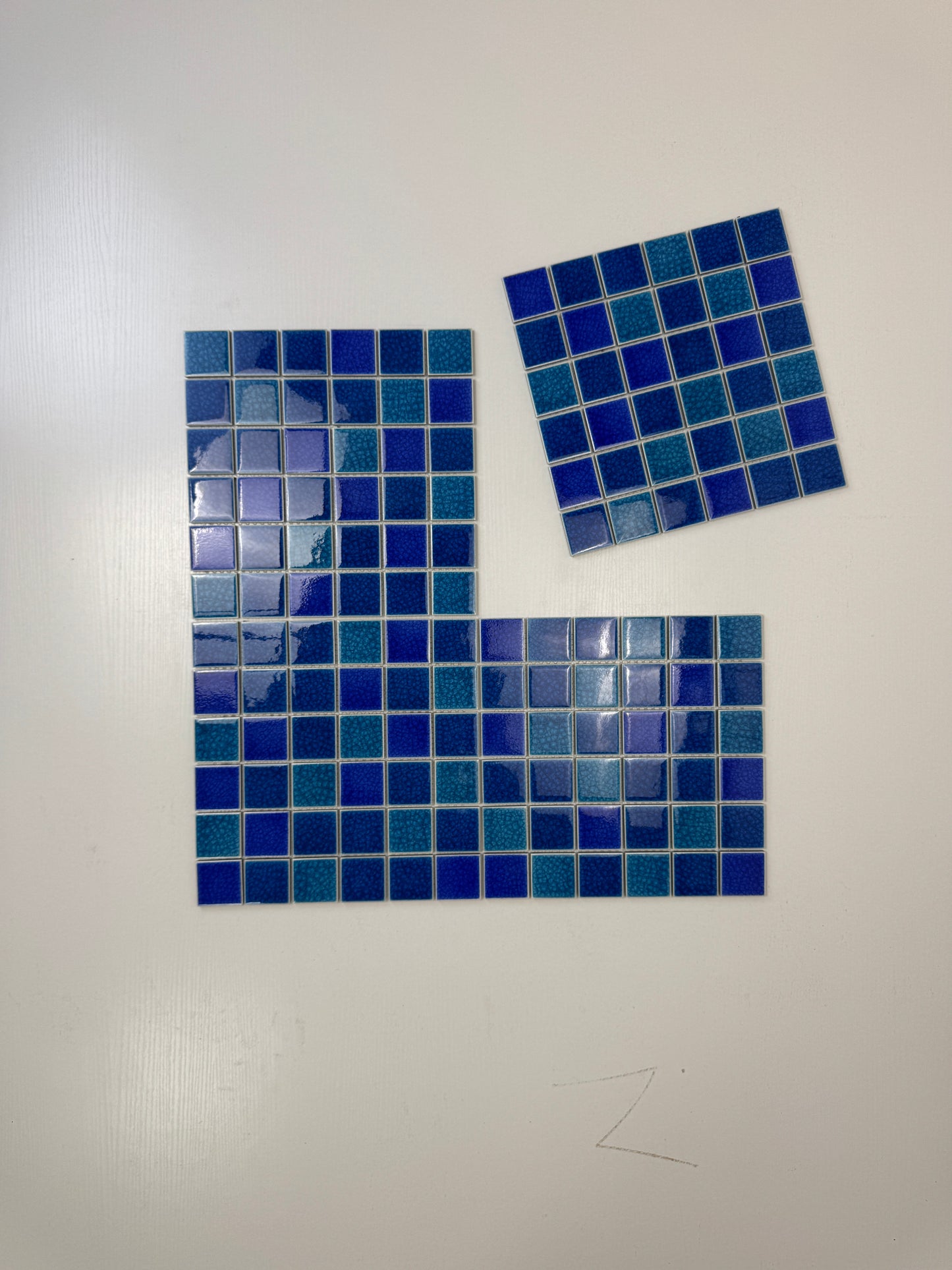 Oceanic Opal Series French Blue & Klein Blue Mixed Double Crackle Porcelain Mosaic