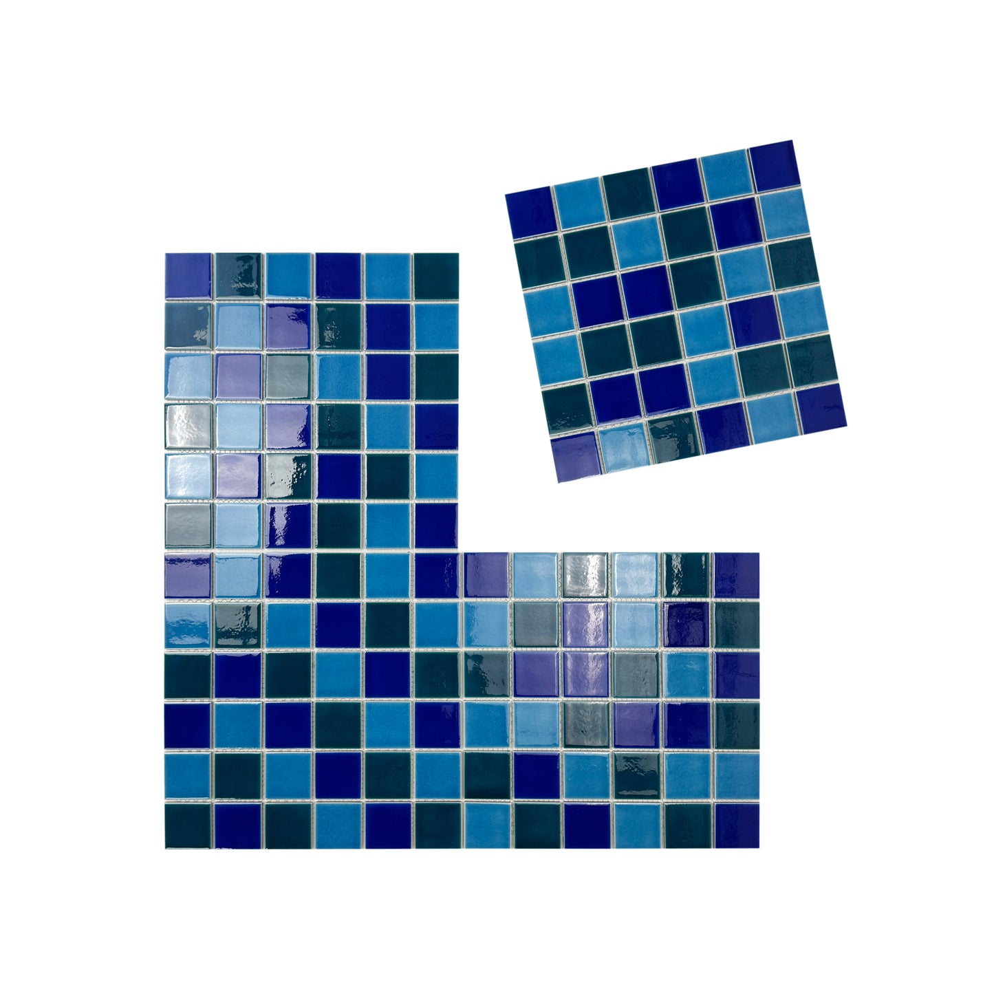 Oceanic Opal Series Cyan Blue & Navy Blue& Sapphire Blue Mixed Crackle Porcelain Mosaic