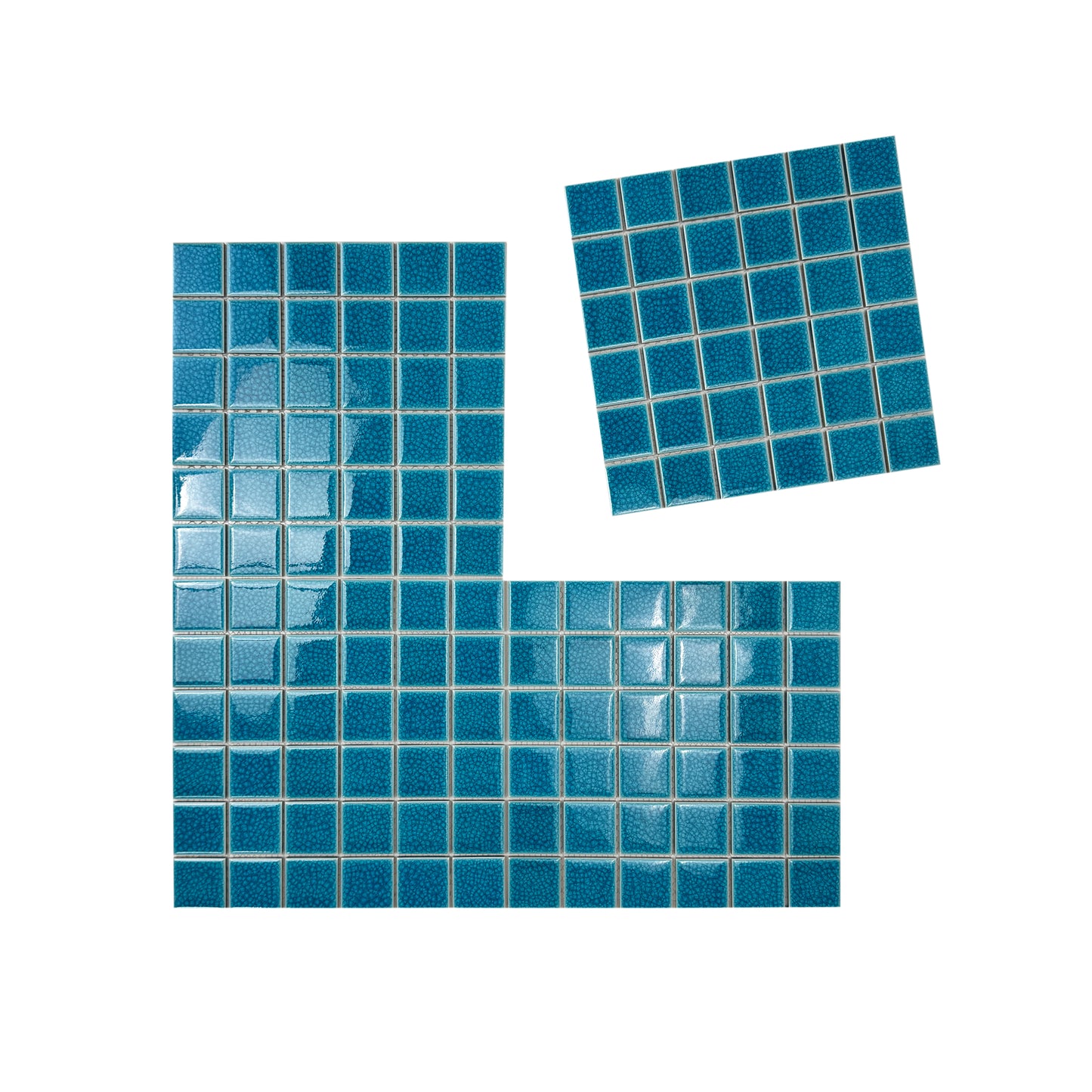 Oceanic Opal Series Tiffany Blue Convex Surface Crackle Porcelain Mosaic