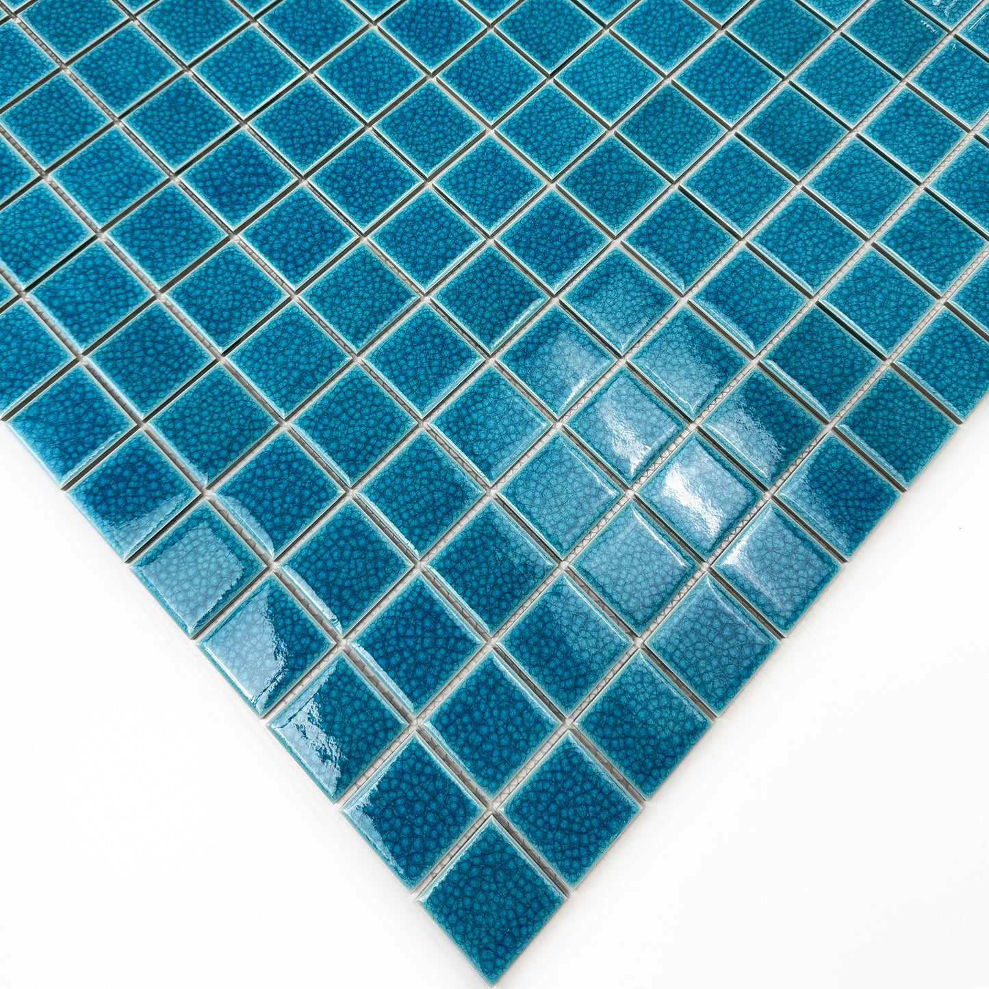 Oceanic Opal Series Tiffany Blue Convex Surface Crackle Porcelain Mosaic
