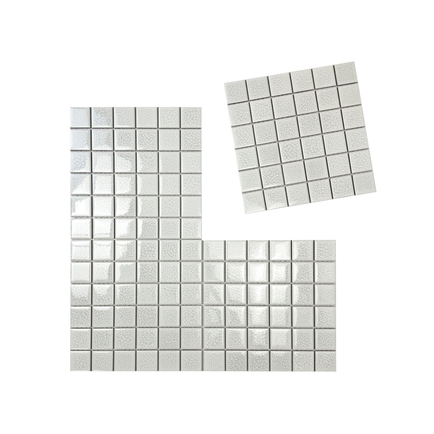 Oceanic Opal Series White Convex Surface Crackle Porcelain Mosaic