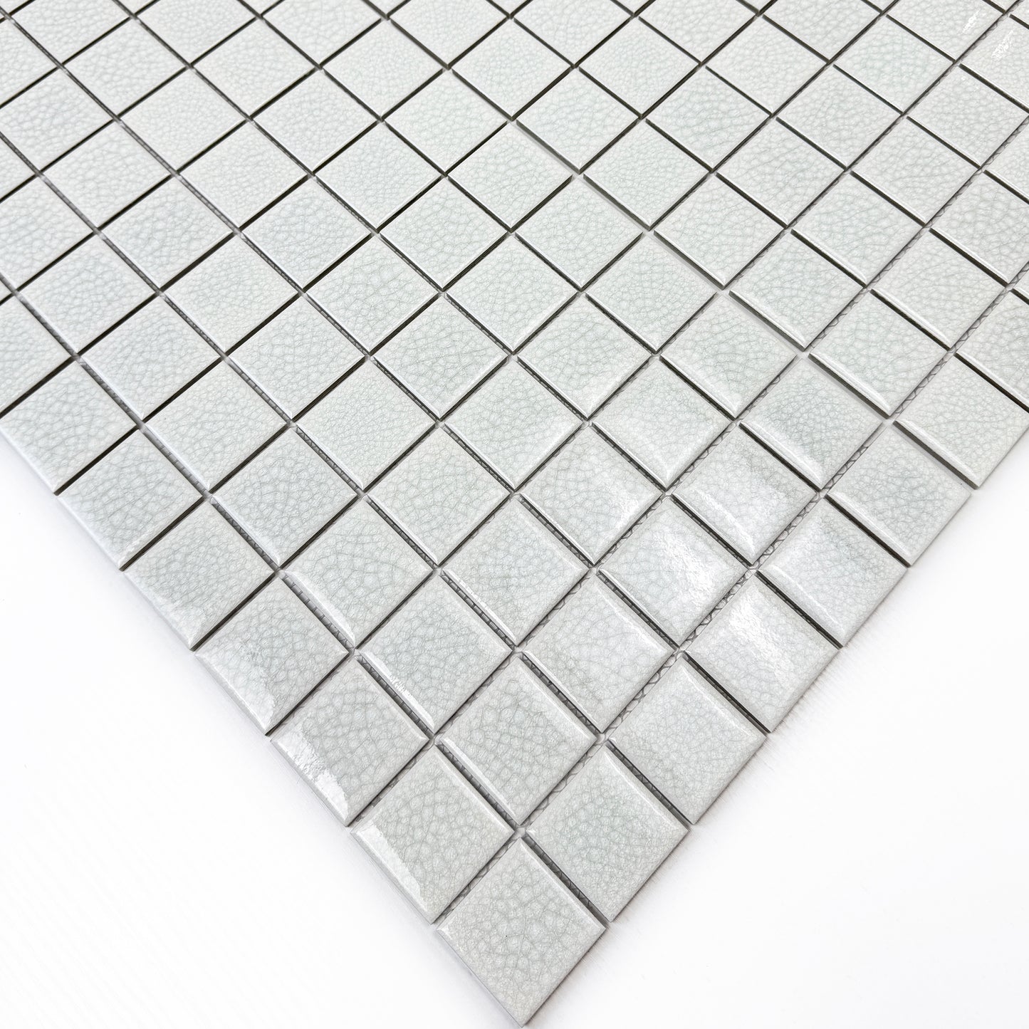 Oceanic Opal Series White Convex Surface Crackle Porcelain Mosaic