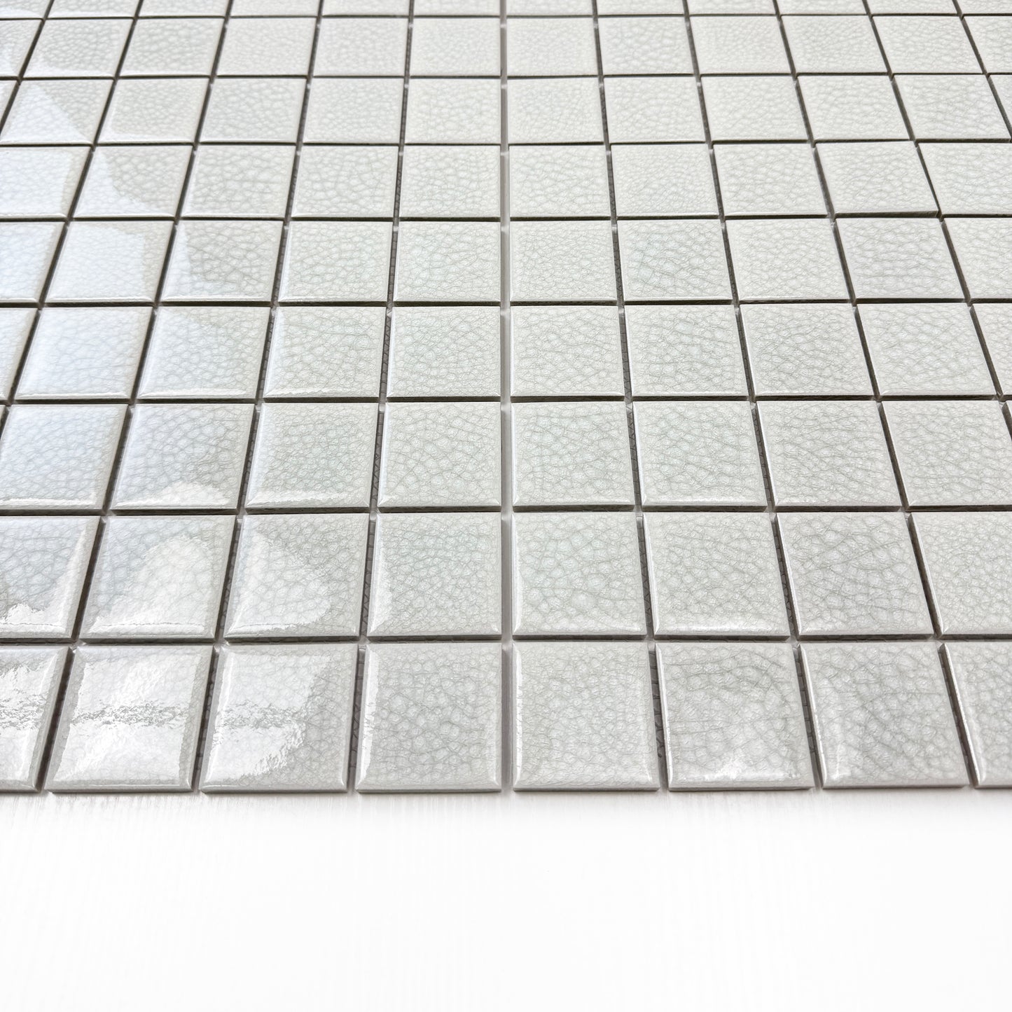 Oceanic Opal Series White Convex Surface Crackle Porcelain Mosaic