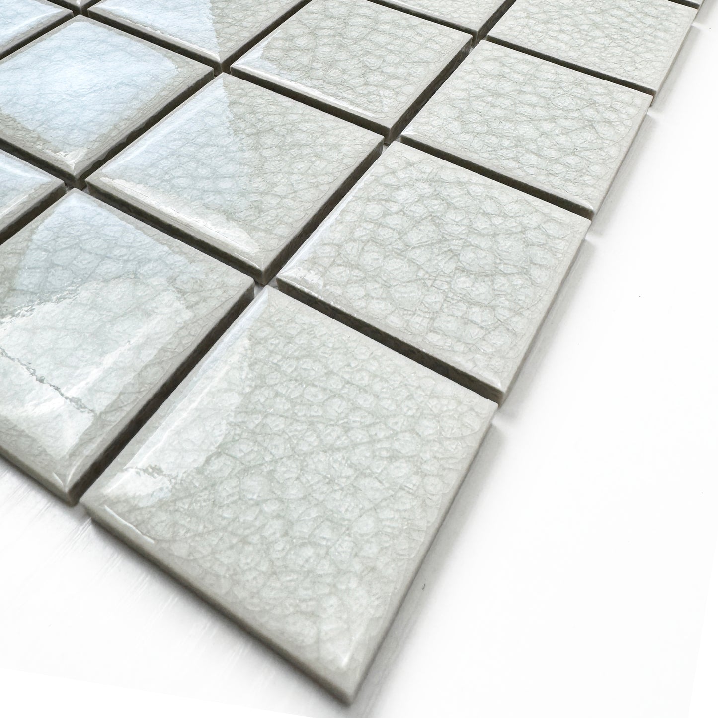 Oceanic Opal Series White Convex Surface Crackle Porcelain Mosaic