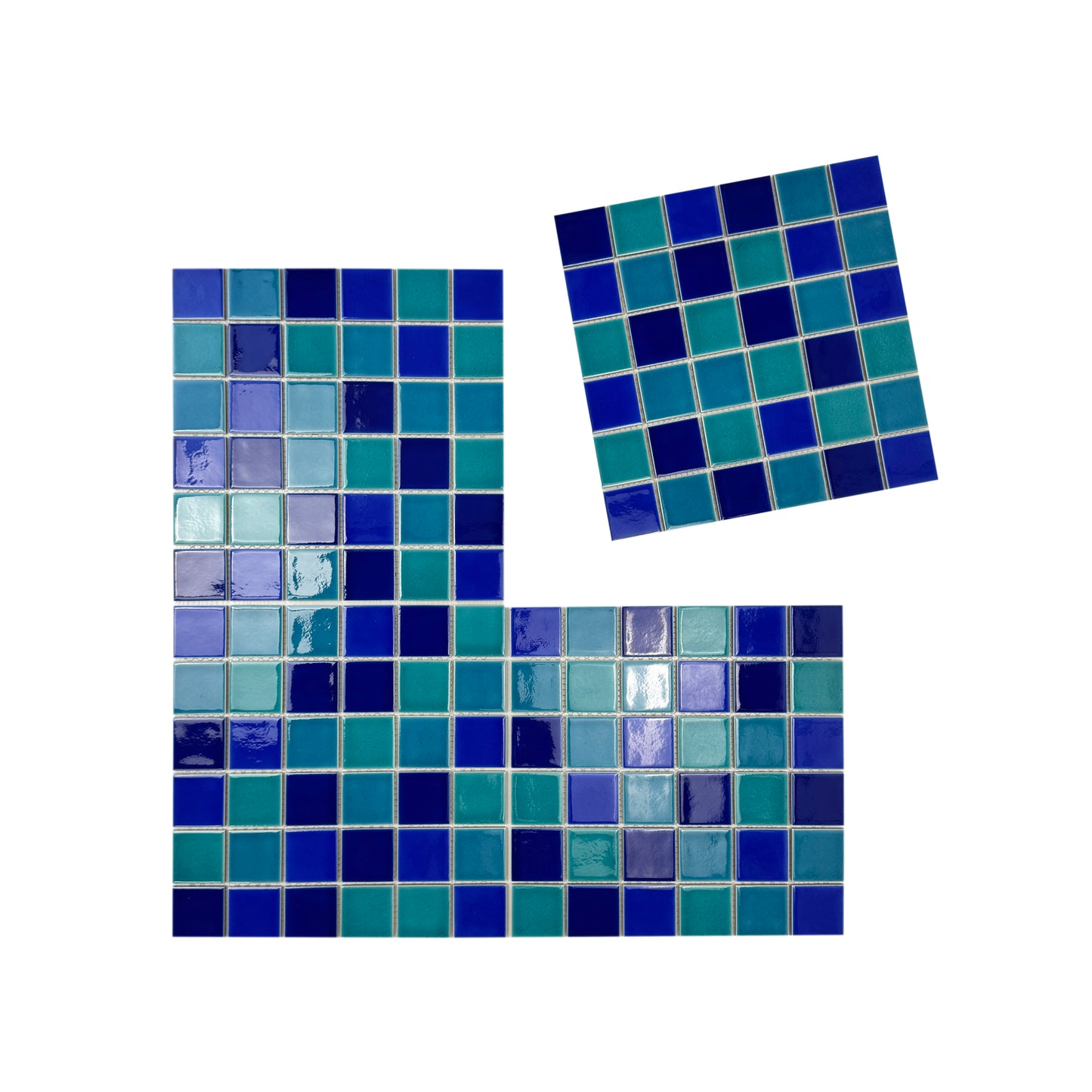 Oceanic Opal Series Tiffany Blue & Cyan Blue &Klein Blue & Indigo Blue Mixed Crackle Porcelain Mosaic