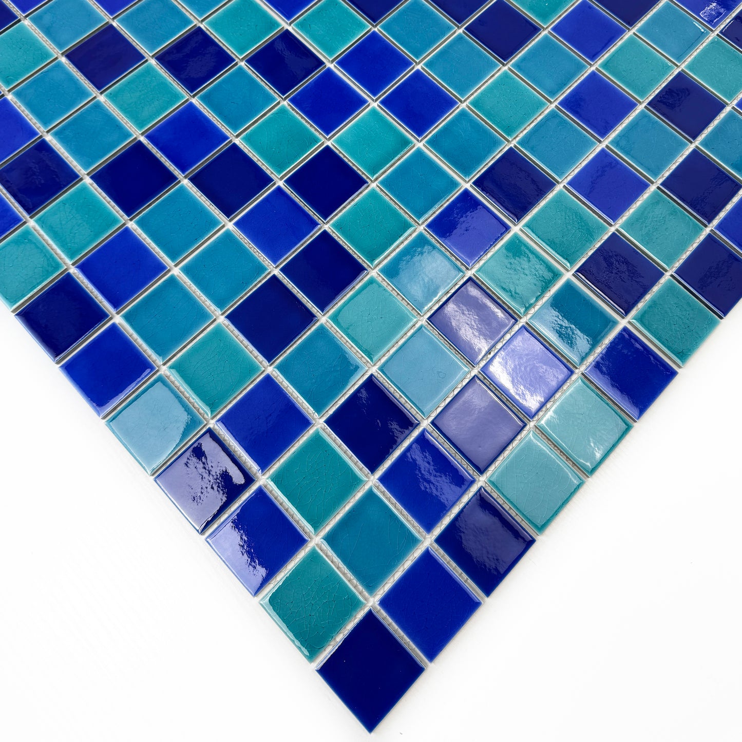 Oceanic Opal Series Tiffany Blue & Cyan Blue &Klein Blue & Indigo Blue Mixed Crackle Porcelain Mosaic