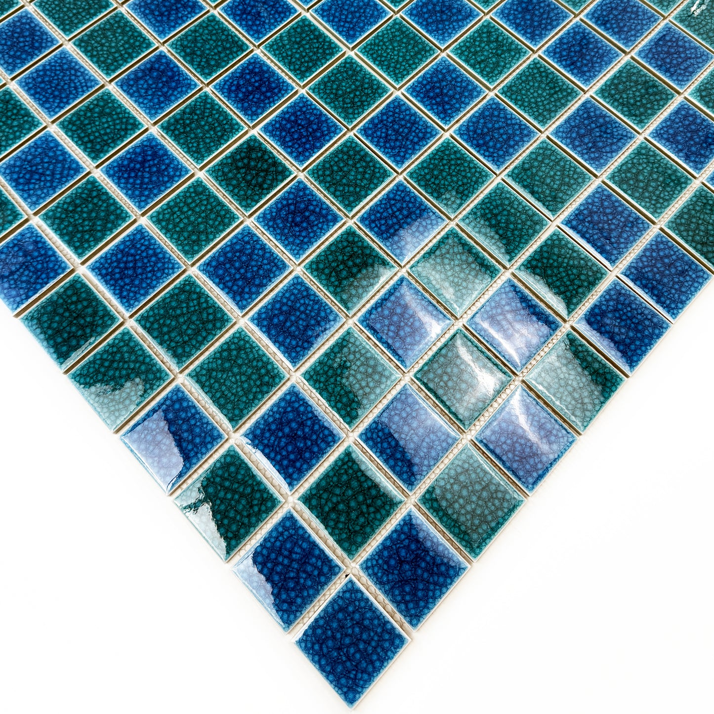 Oceanic Opal Series Tiffany Blue & French Blue Mixed Double Crackle Porcelain Mosaic