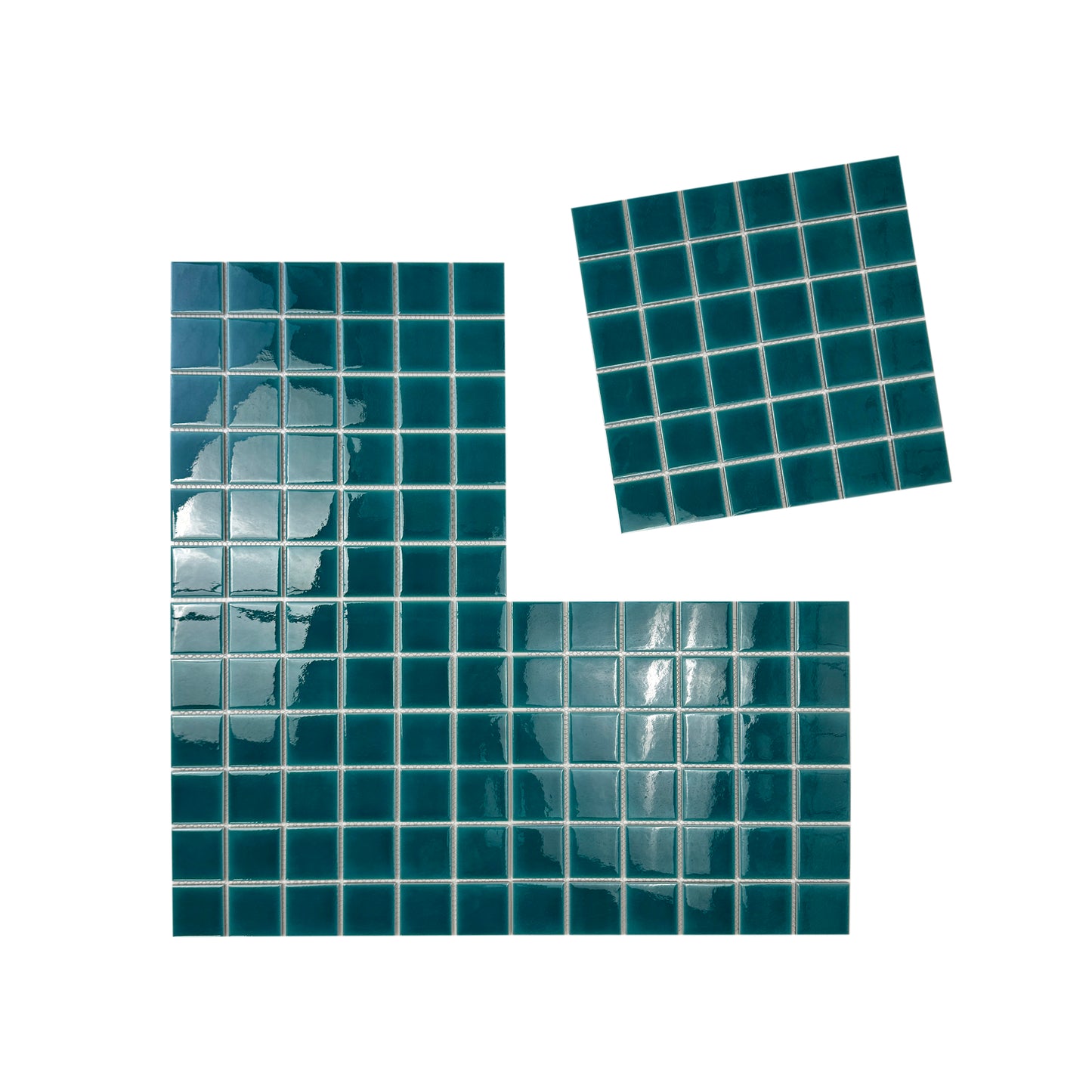 Oceanic Opal Series Teal Blue Crackle Porcelain Mosaic
