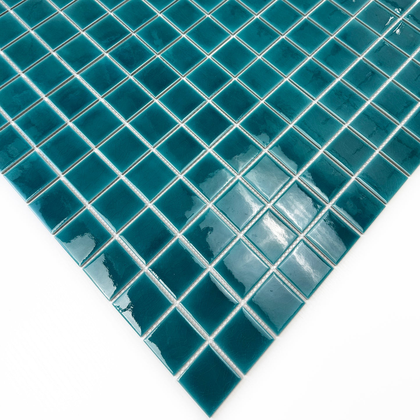 Oceanic Opal Series Teal Blue Crackle Porcelain Mosaic