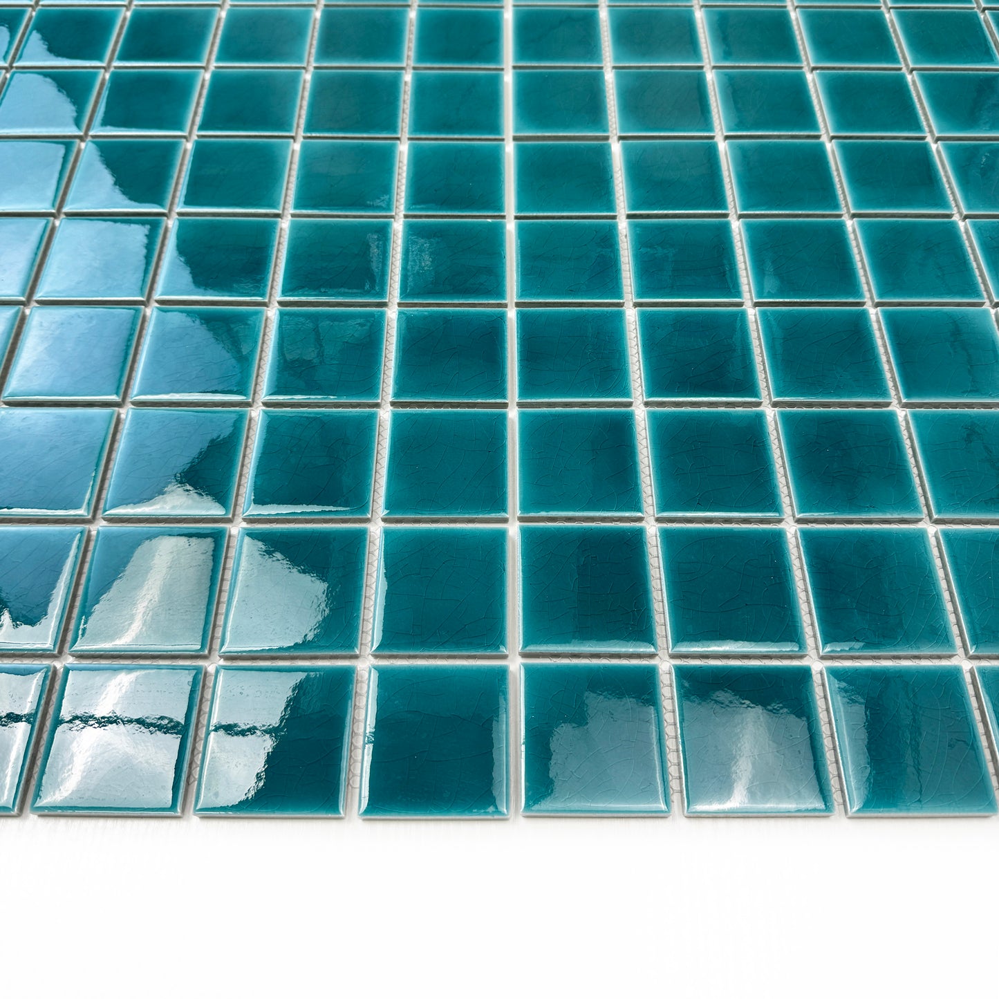 Oceanic Opal Series Teal Blue Crackle Porcelain Mosaic