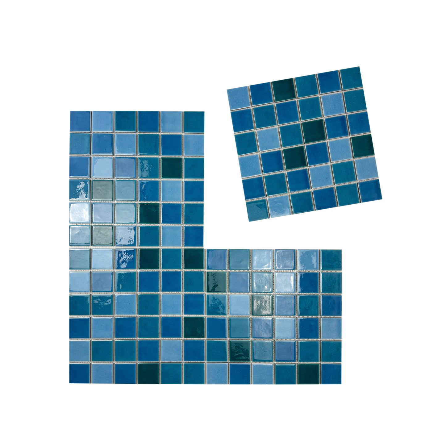 Oceanic Opal Series Sky Blue & Ultra Marine Blue & Dark Blue Crackle Porcelain Mosaic
