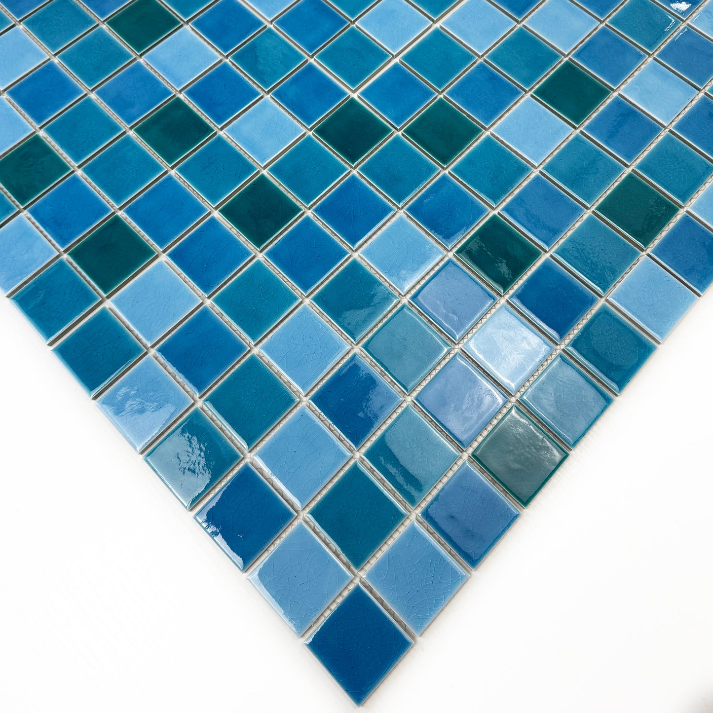 Oceanic Opal Series Sky Blue & Ultra Marine Blue & Dark Blue Crackle Porcelain Mosaic