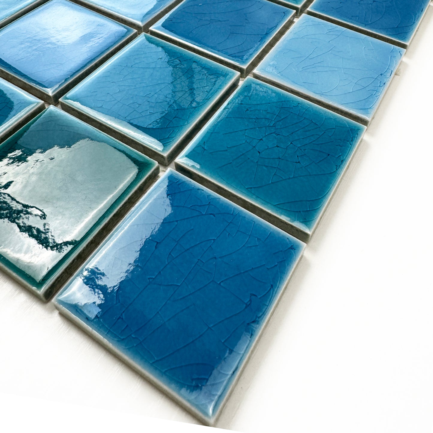 Oceanic Opal Series Sky Blue & Ultra Marine Blue & Dark Blue Crackle Porcelain Mosaic