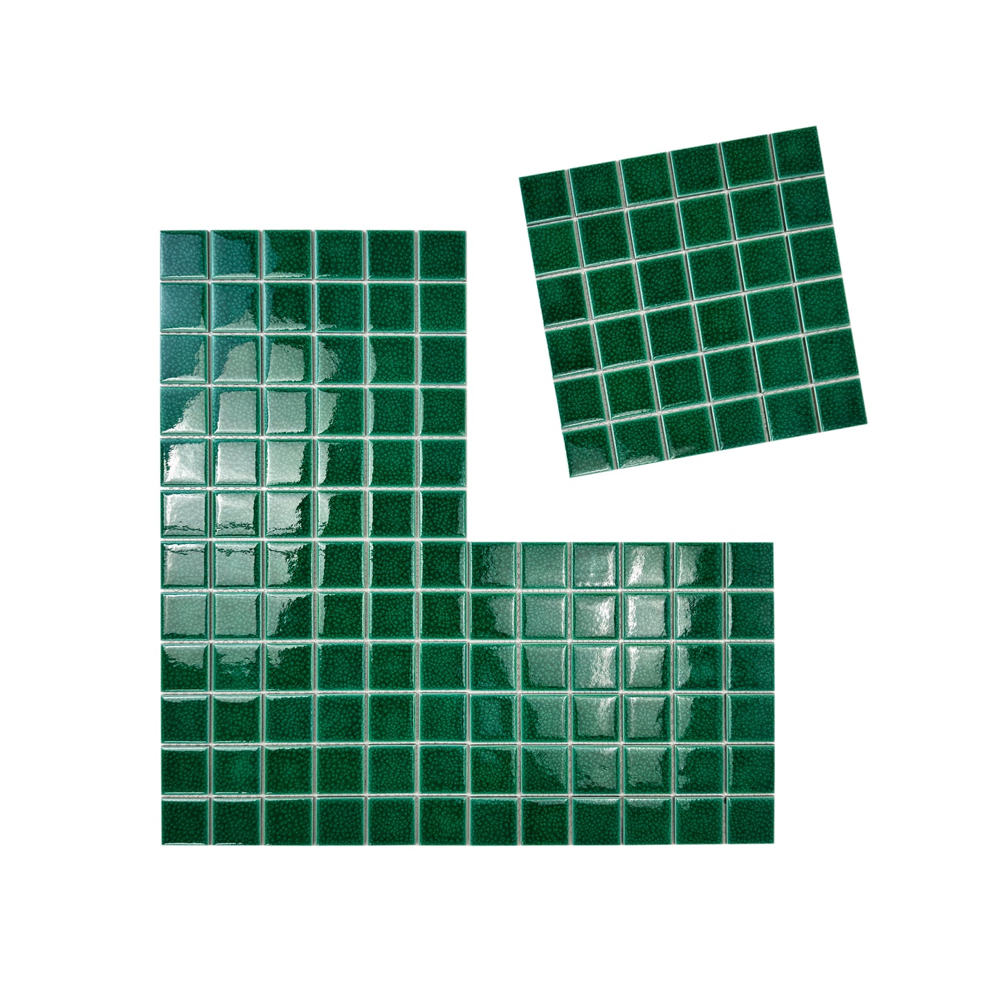 Oceanic Opal Series Forest Green Convex Surface Crackle Porcelain Mosaic