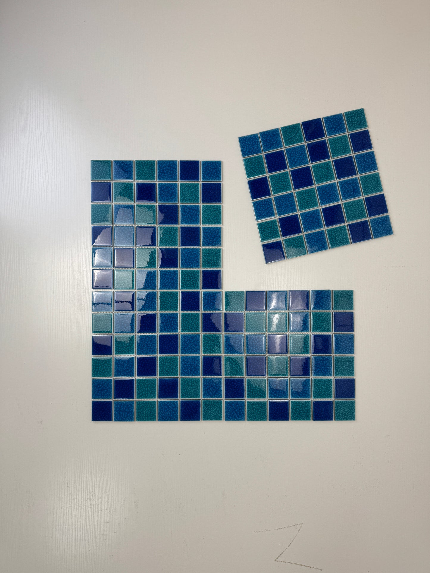 Oceanic Opal Series French Blue & Klein Blue & Tiffany Blue Mixed Double Crackle Porcelain Mosaic