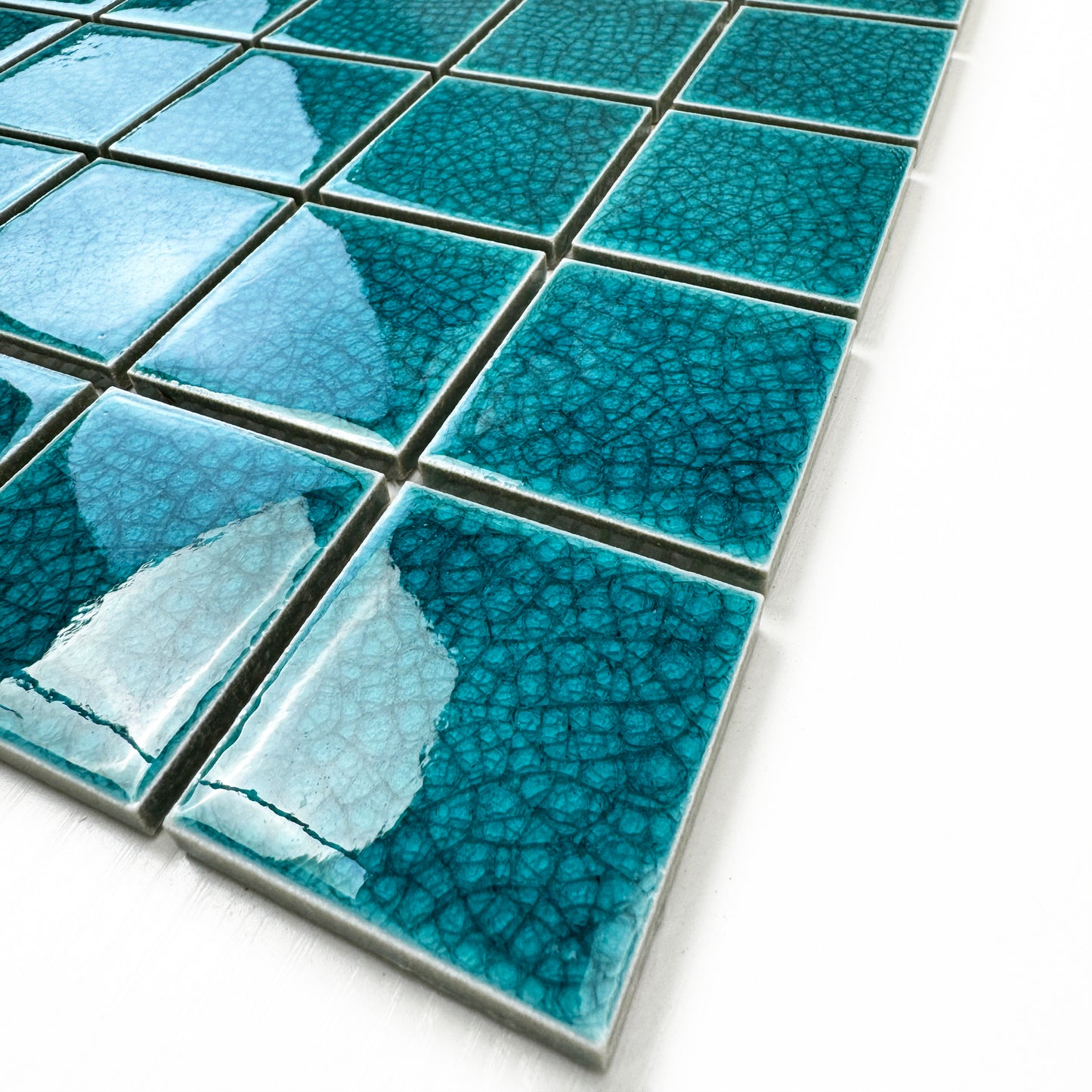 Oceanic Opal Series Tiffany Blue Double Crackle Porcelain Mosaic