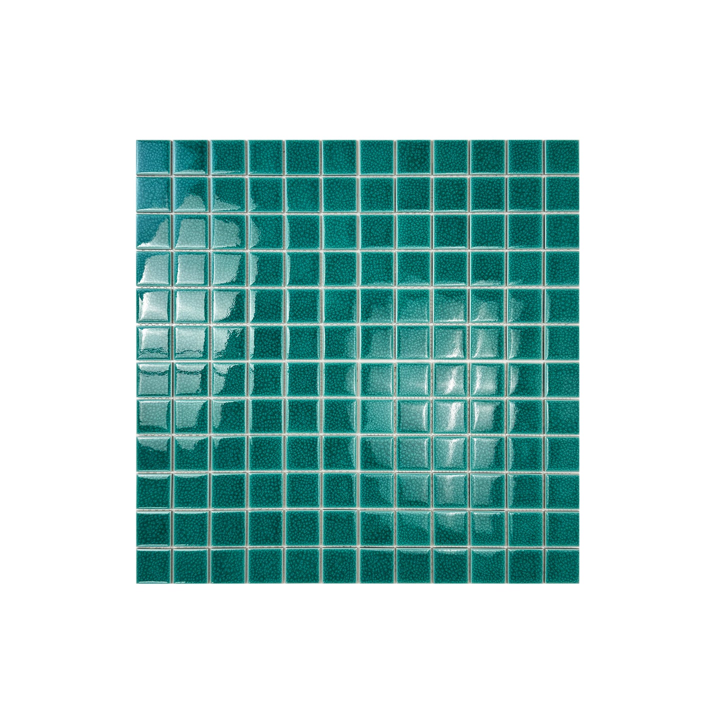Oceanic Opal Series Teal Blue Convex Surface Crackle Porcelain Mosaic