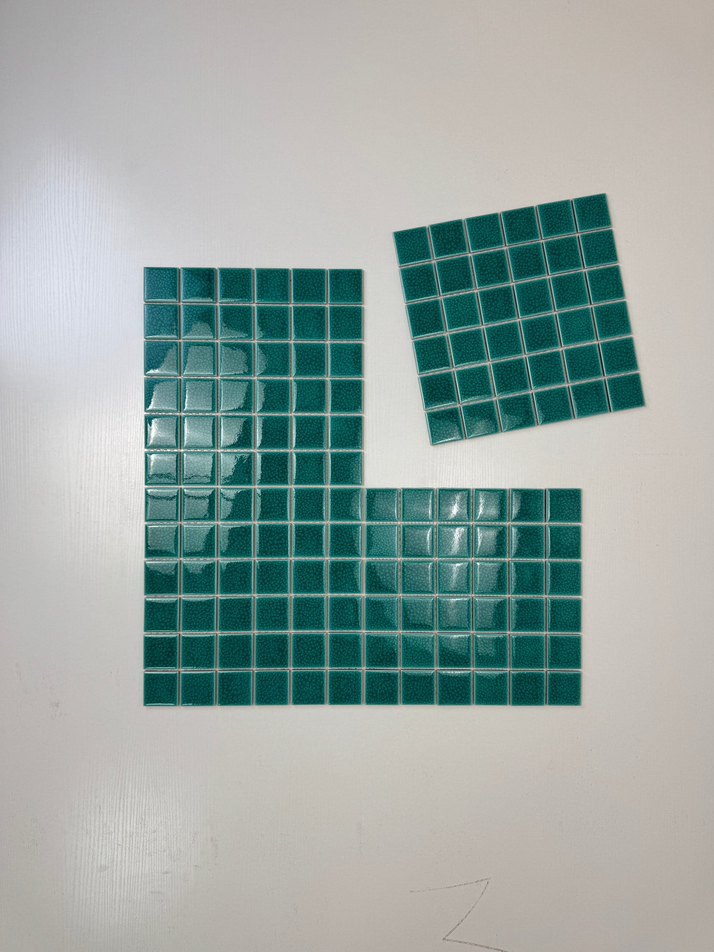 Oceanic Opal Series Teal Blue Convex Surface Crackle Porcelain Mosaic