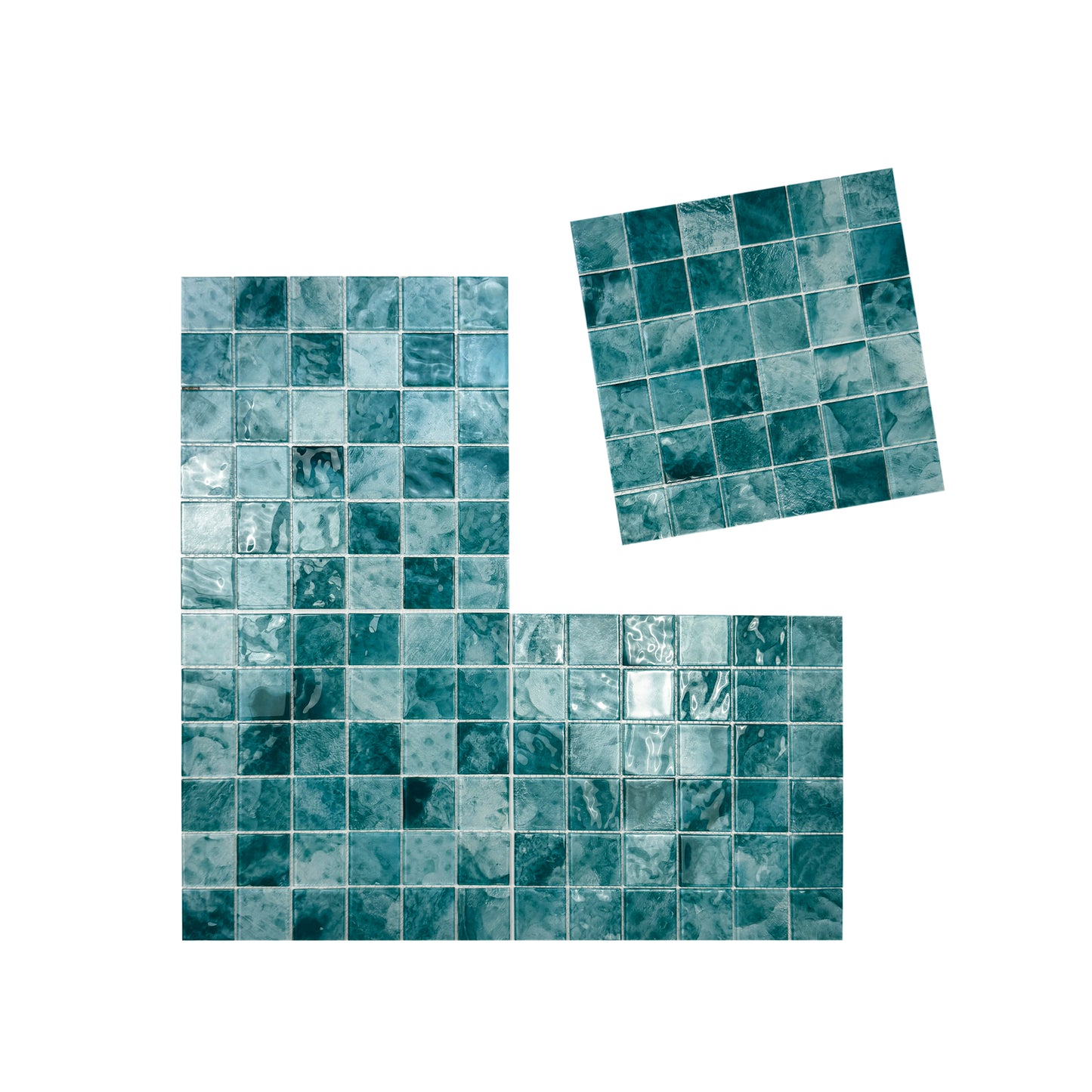 Marble Mirage Series Light Blue & Tiffany Blue Mixed Marble Transparent Texture Crystal Glass Mosaic