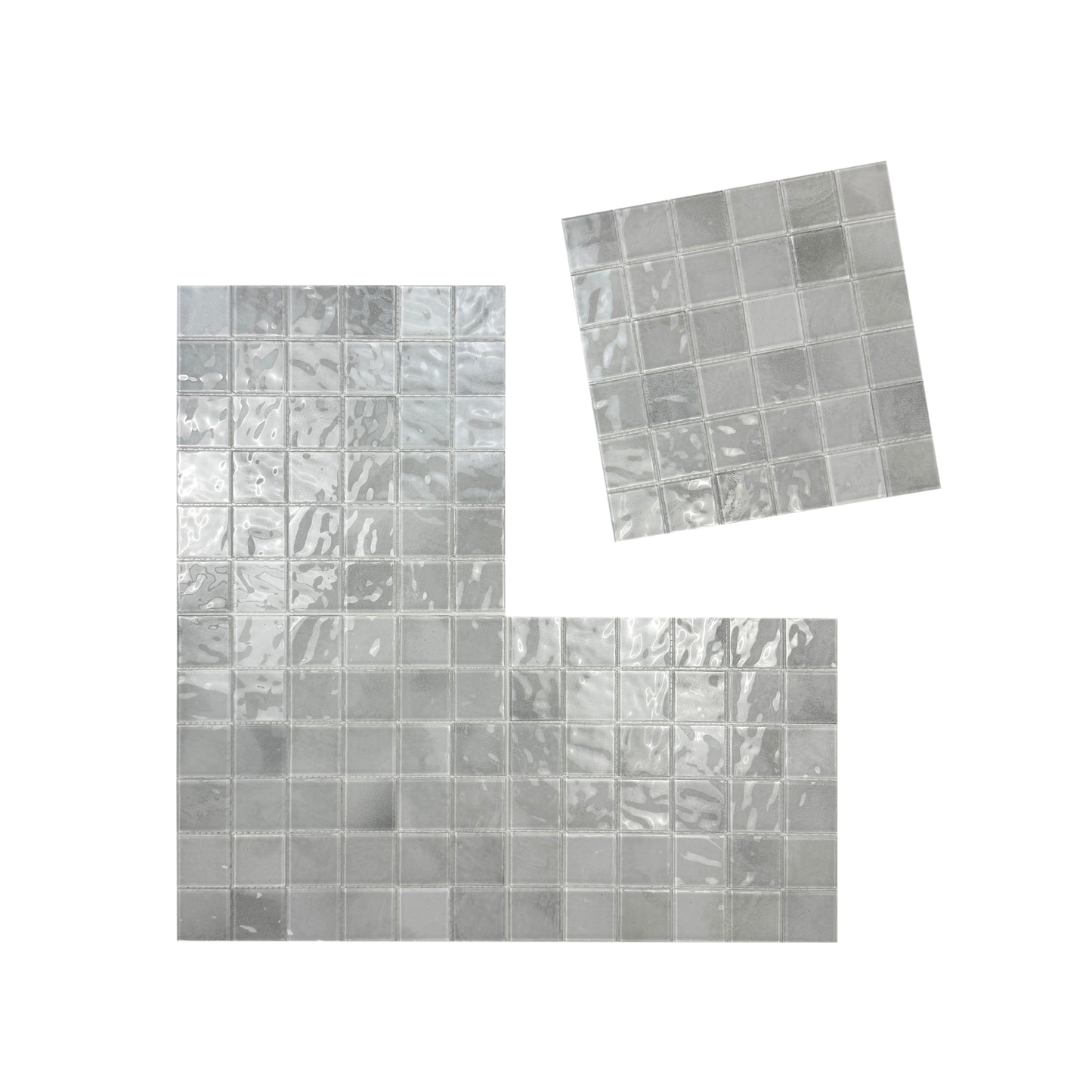 Marble Mirage Series Cotton White & Chiffon White Mixed Marble Transparent Textures Crystal Glass Mosaic
