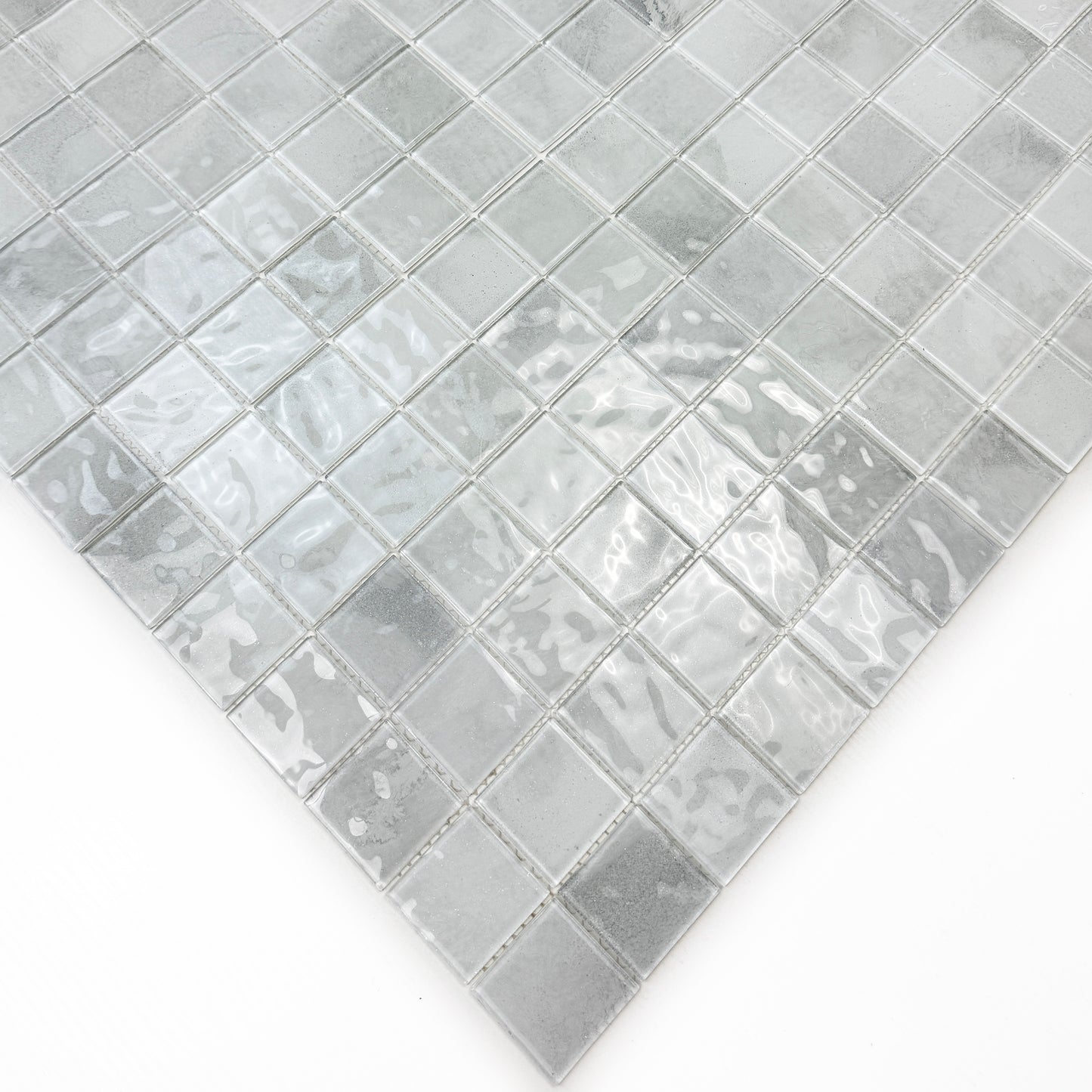 Marble Mirage Series Cotton White & Chiffon White Mixed Marble Transparent Textures Crystal Glass Mosaic