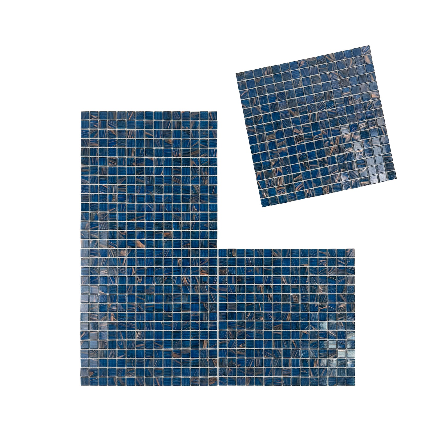 Glacial Artistry Series Ultramarine Blue With Gold Line Hot Melt Glass Mosaic