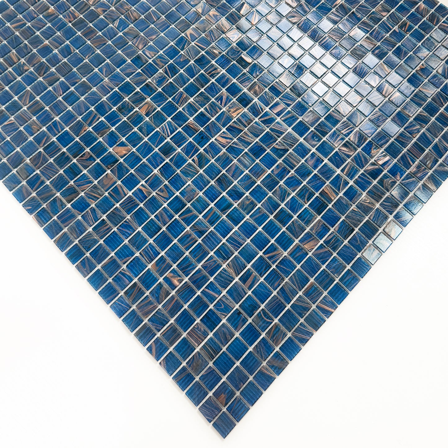 Glacial Artistry Series Ultramarine Blue With Gold Line Hot Melt Glass Mosaic