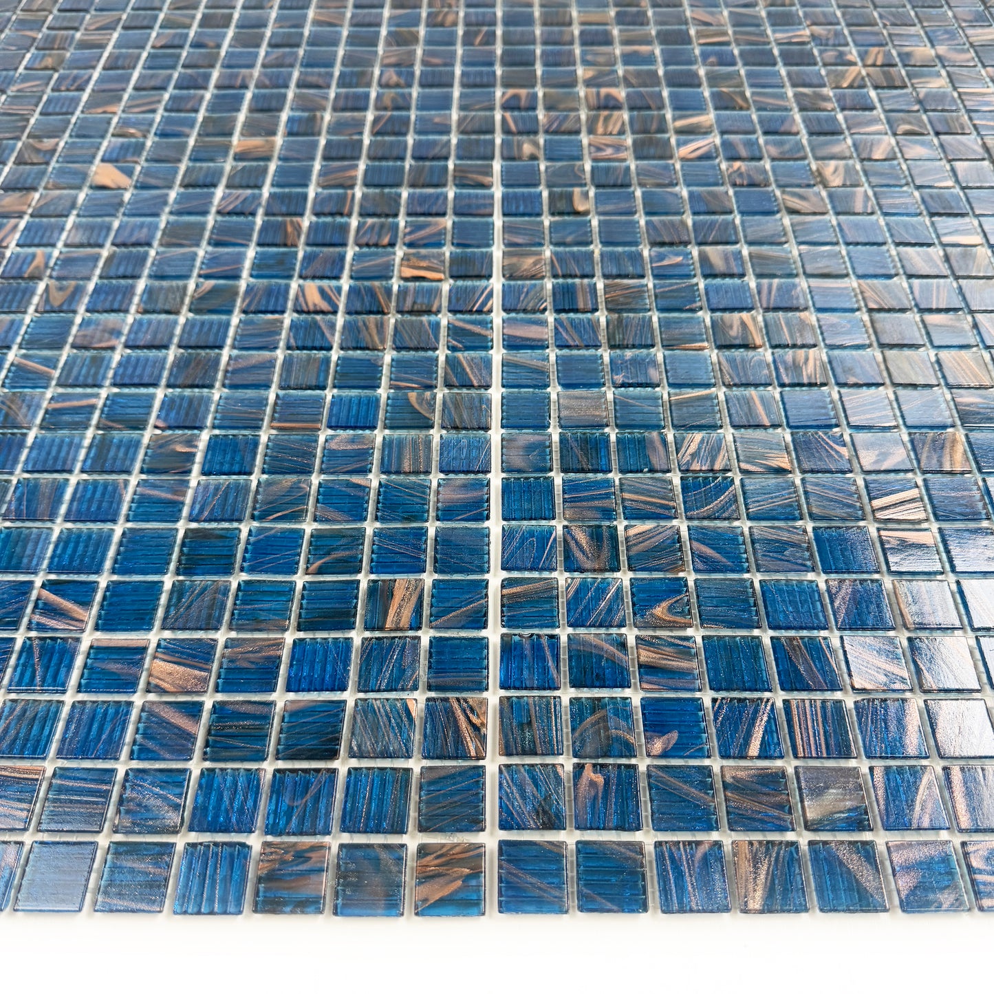 Glacial Artistry Series Ultramarine Blue With Gold Line Hot Melt Glass Mosaic