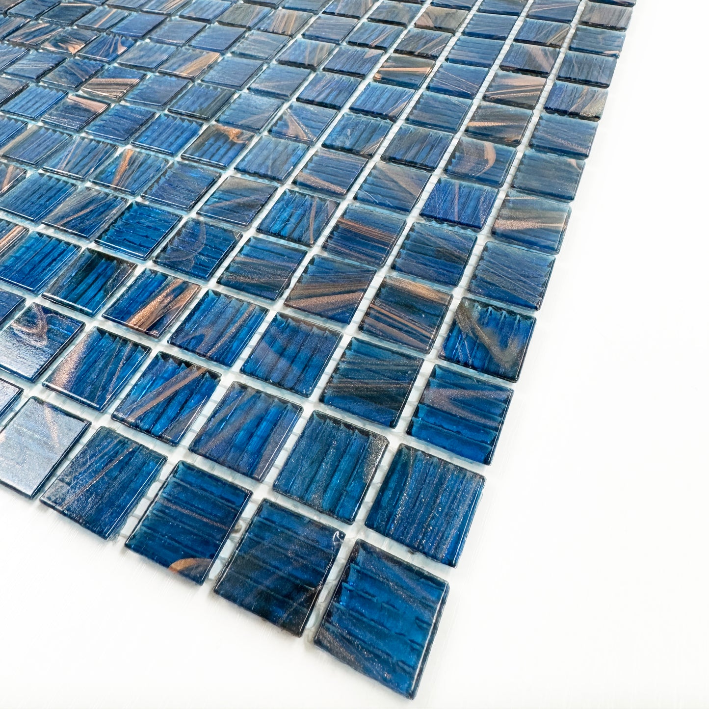Glacial Artistry Series Ultramarine Blue With Gold Line Hot Melt Glass Mosaic