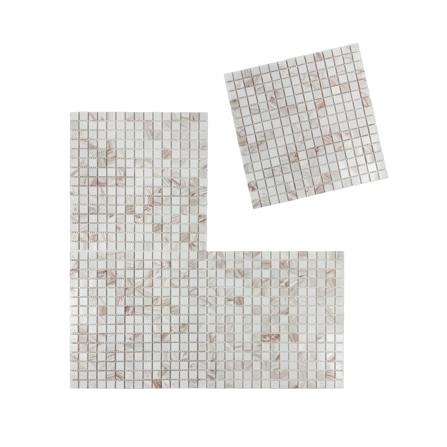 Glacial Artistry Series White With Gold Line Hot Melt Glass Mosaic