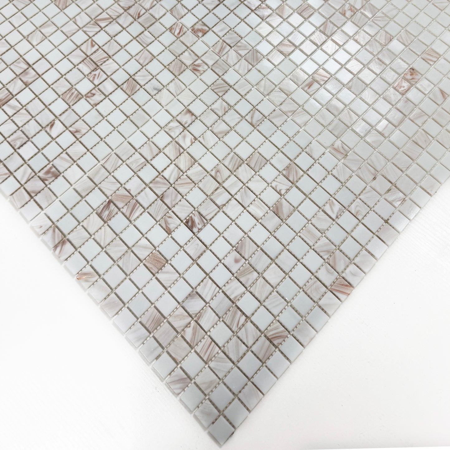 Glacial Artistry Series White With Gold Line Hot Melt Glass Mosaic
