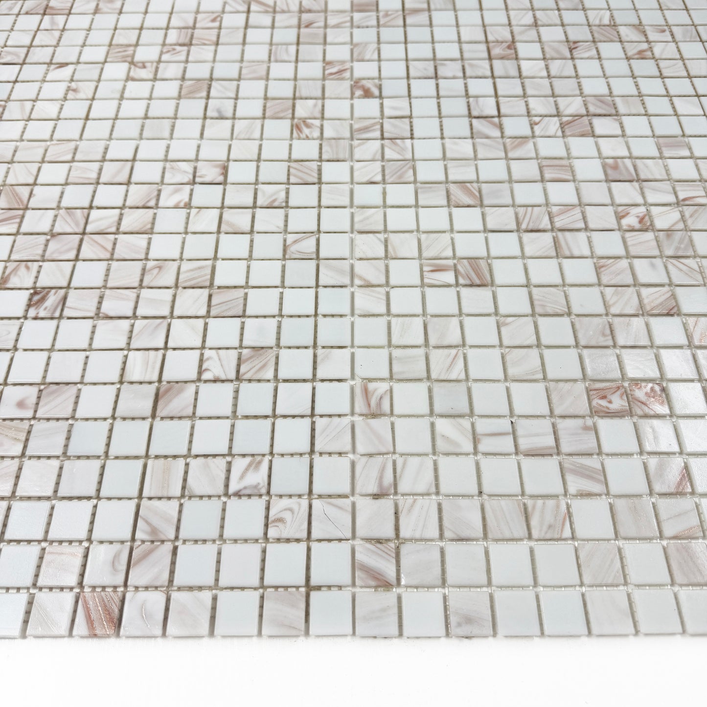 Glacial Artistry Series White With Gold Line Hot Melt Glass Mosaic