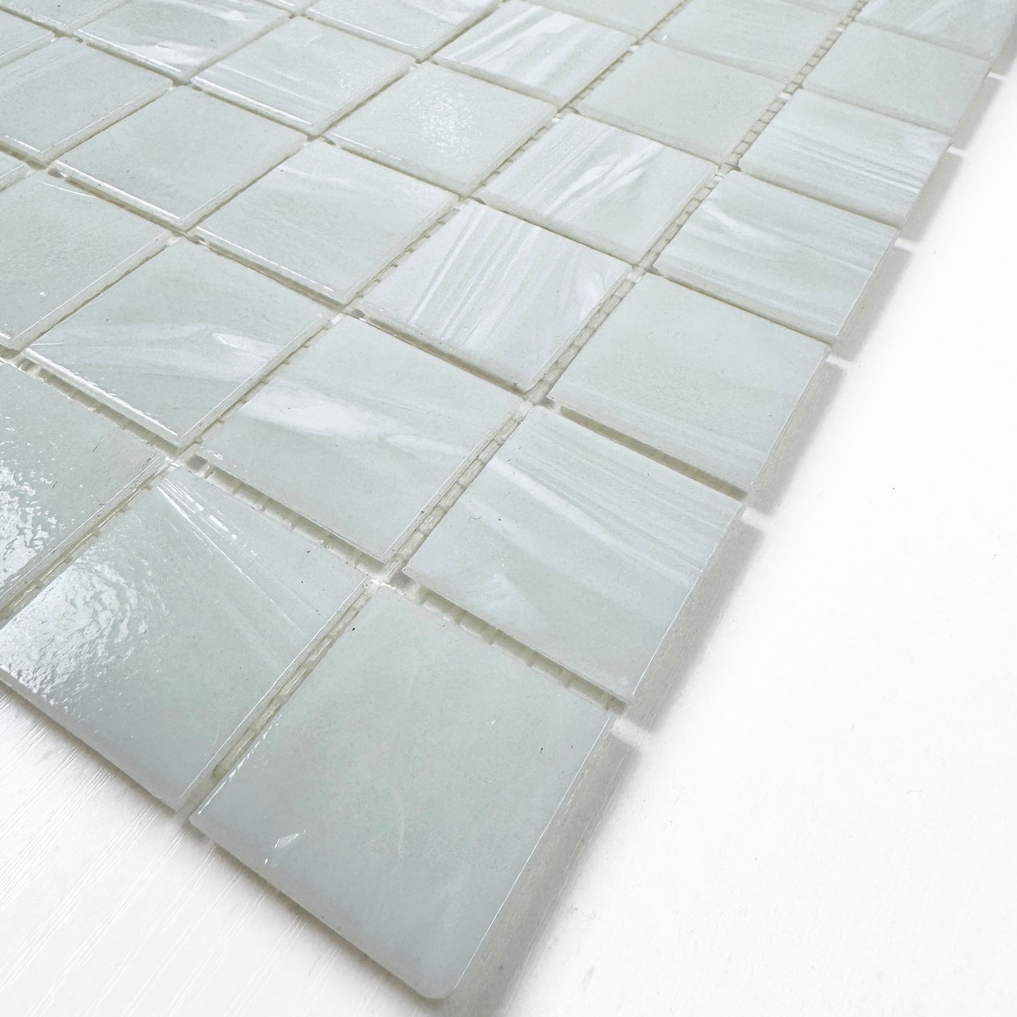 Glacial Artistry Series White Hand Drawing Hot Melt Glass Mosaic