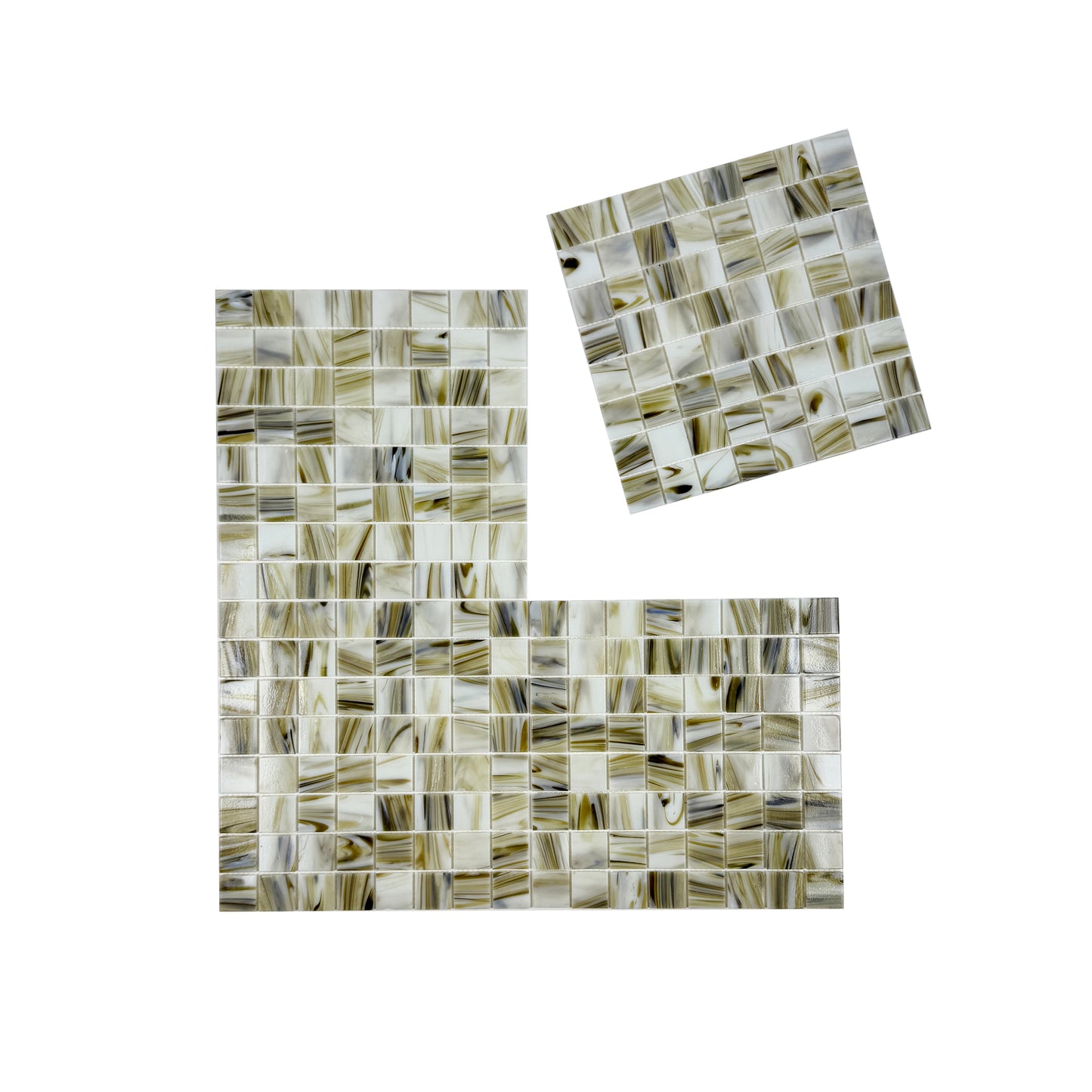 Glacial Artistry Series Olive Green & Saga Green & Milky white mixed Cloud Hot Melt Glass Mosaic
