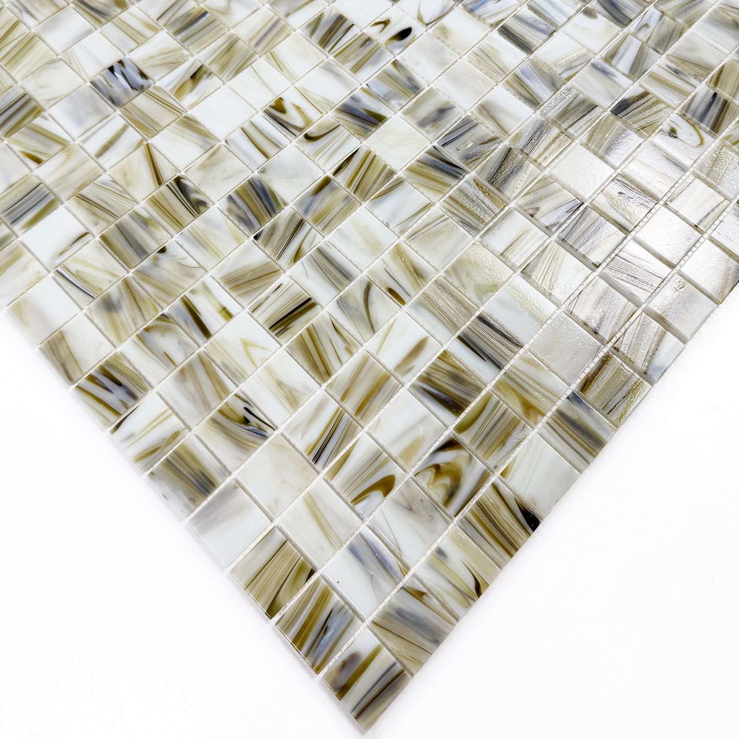 Glacial Artistry Series Olive Green & Saga Green & Milky white mixed Cloud Hot Melt Glass Mosaic