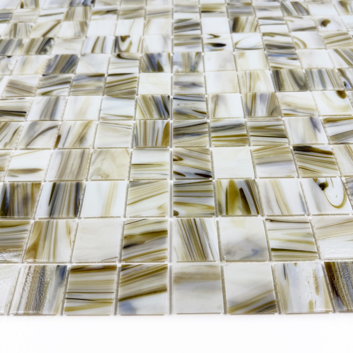 Glacial Artistry Series Olive Green & Saga Green & Milky white mixed Cloud Hot Melt Glass Mosaic
