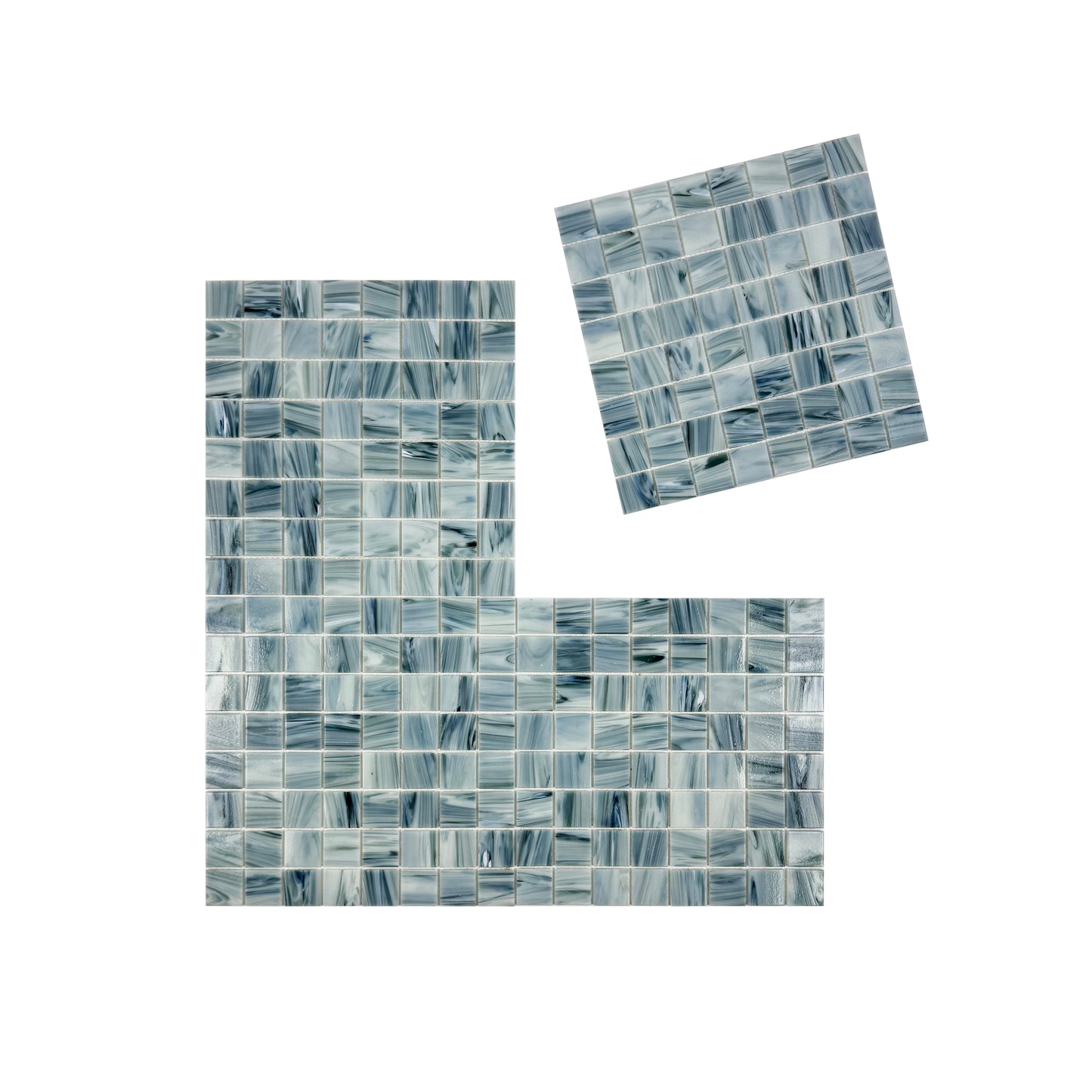 Glacial Artistry Series Pearl River Grey & Lava Grey & Steel Grey Mixed Cloud Hot Melt Glass Mosaic