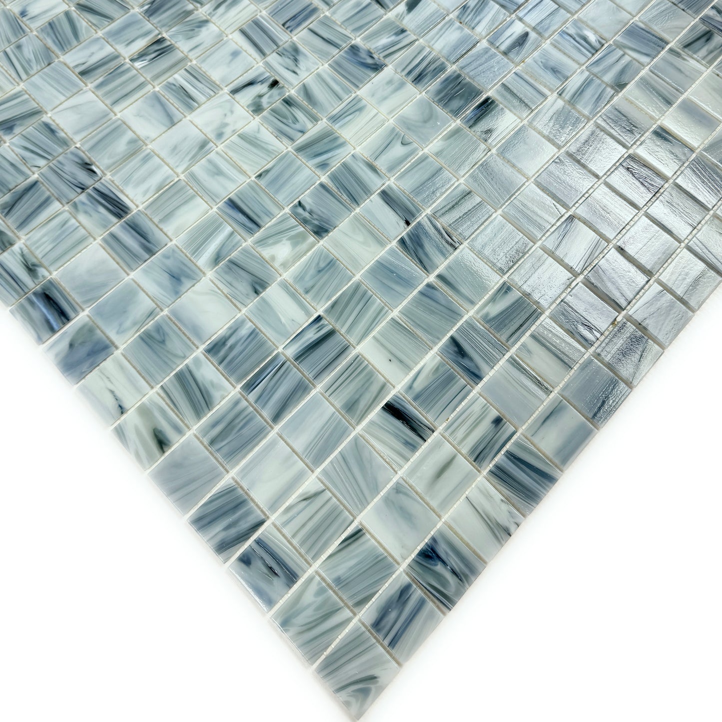 Glacial Artistry Series Pearl River Grey & Lava Grey & Steel Grey Mixed Cloud Hot Melt Glass Mosaic