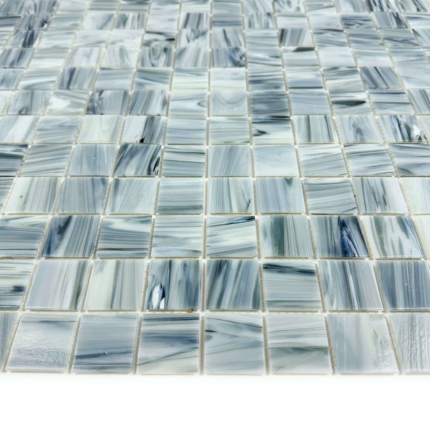 Glacial Artistry Series Pearl River Grey & Lava Grey & Steel Grey Mixed Cloud Hot Melt Glass Mosaic