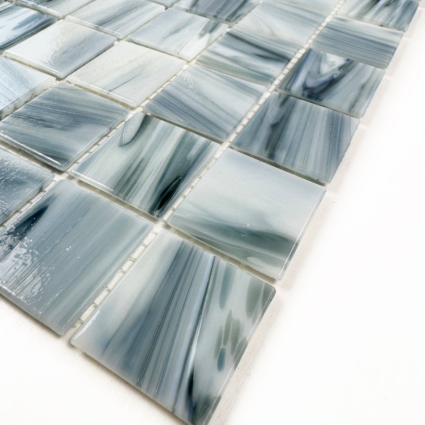 Glacial Artistry Series Pearl River Grey & Lava Grey & Steel Grey Mixed Cloud Hot Melt Glass Mosaic
