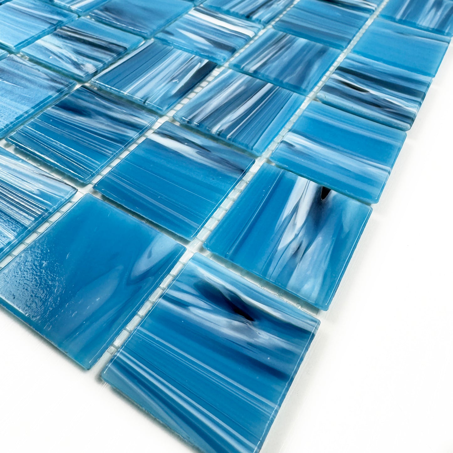 Glacial Artistry Series Sapphire Blue Cloud Hot Melt Glass Mosaic
