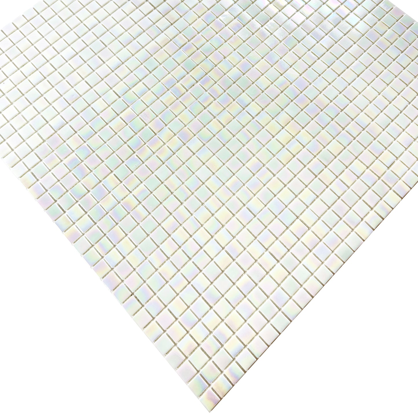 Glacial Artistry Series White Iridescent Hot Melt Glass Mosaic
