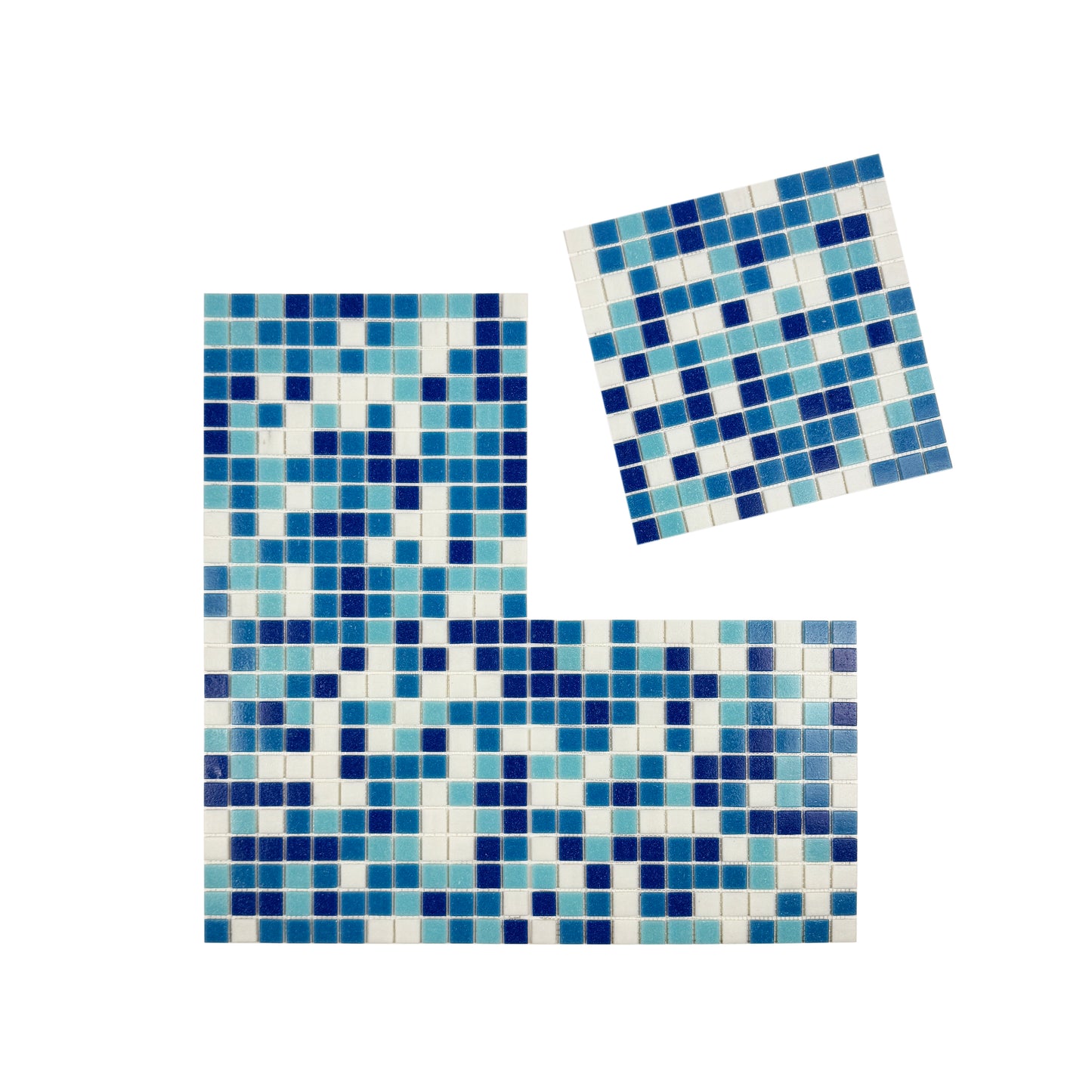Serene Spectrum Series White & Sky Blue & French Blue & Navy Blue Mixed Hot Melt Glass Mosaic
