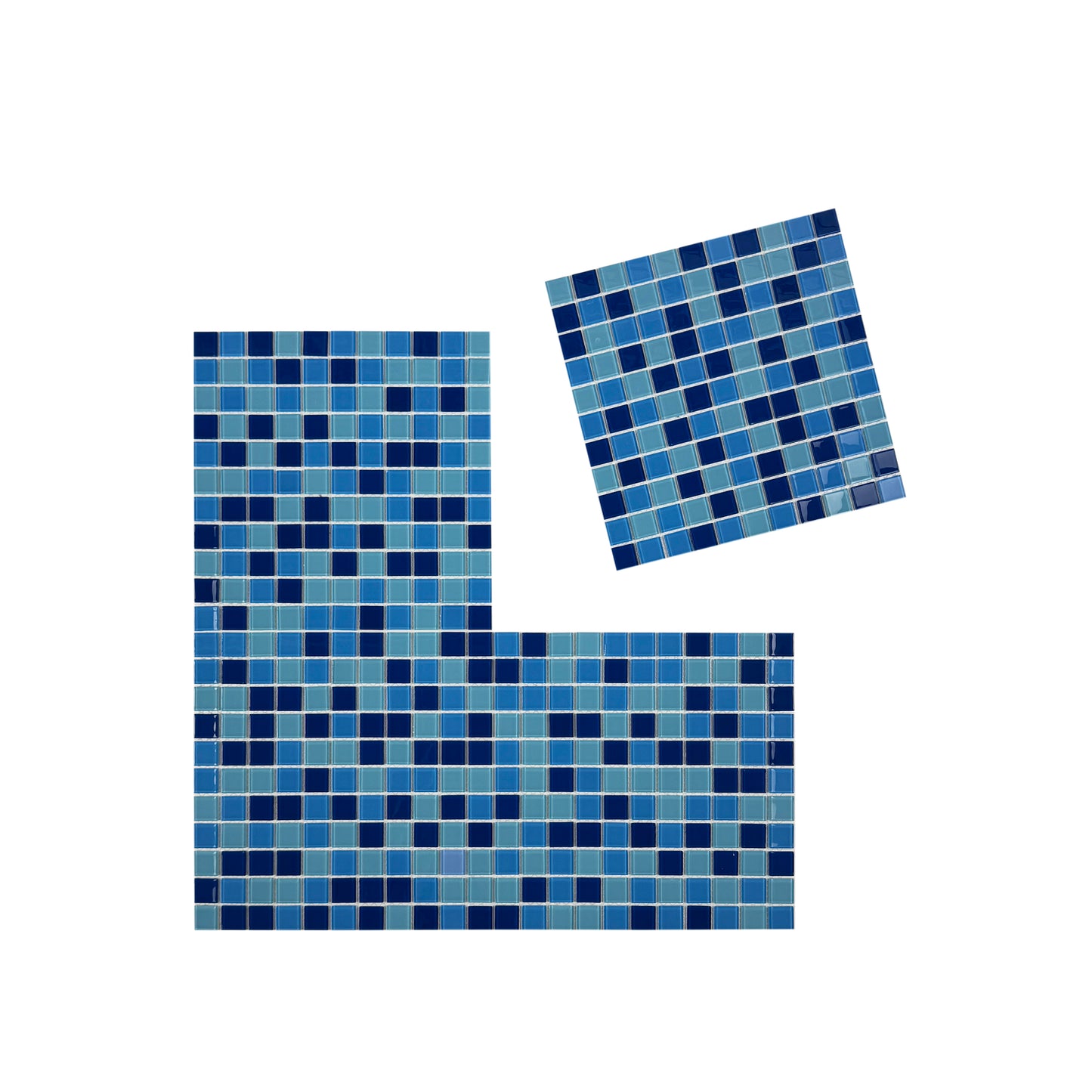 Aqua Blue & French Blue &Sapphire Blue Mixed Crystal Glass Mosaic