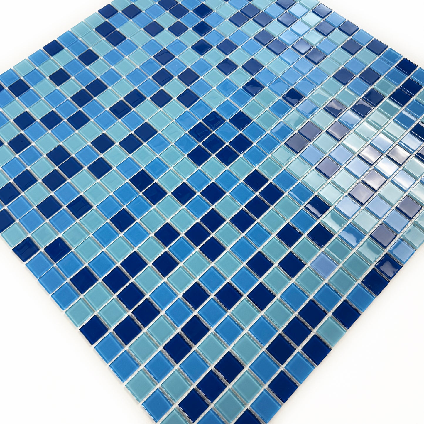 Aqua Blue & French Blue &Sapphire Blue Mixed Crystal Glass Mosaic