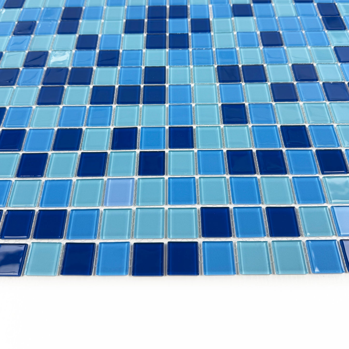 Aqua Blue & French Blue &Sapphire Blue Mixed Crystal Glass Mosaic